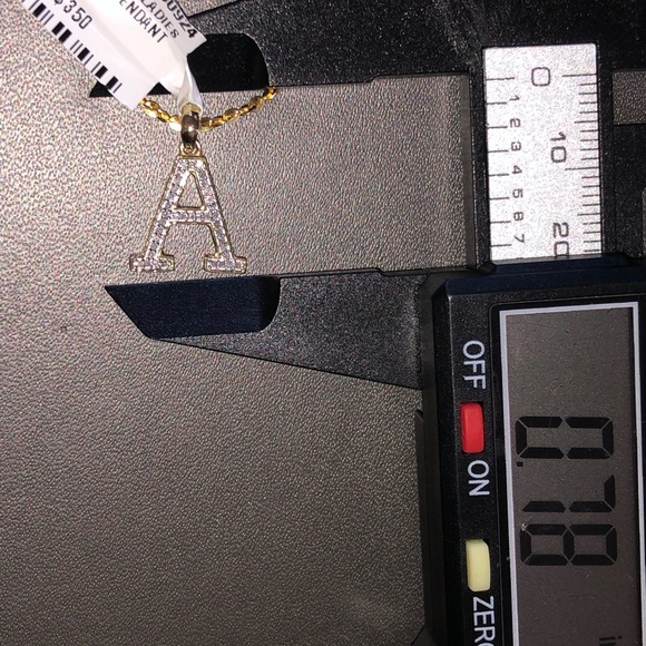 10k solid gold real Diamond initial letter pendant charm not plated not fake WOW - Picture 4 of 4